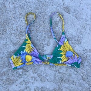 Aerie Triangle Bikini Top (S) Groovy Floral Print